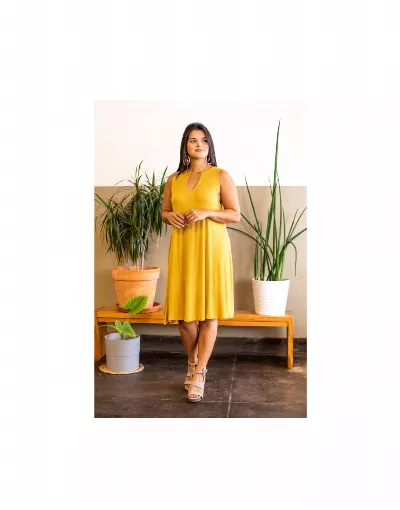 Mustard Keyhole dress